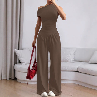 Damen Jumpsuit Asymmetrisch Mit Taschen