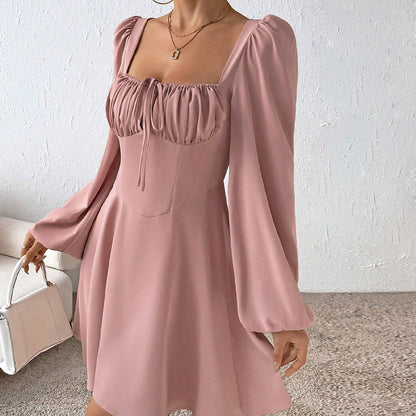 Damen Minikleid Rüschendetails Puffärmel