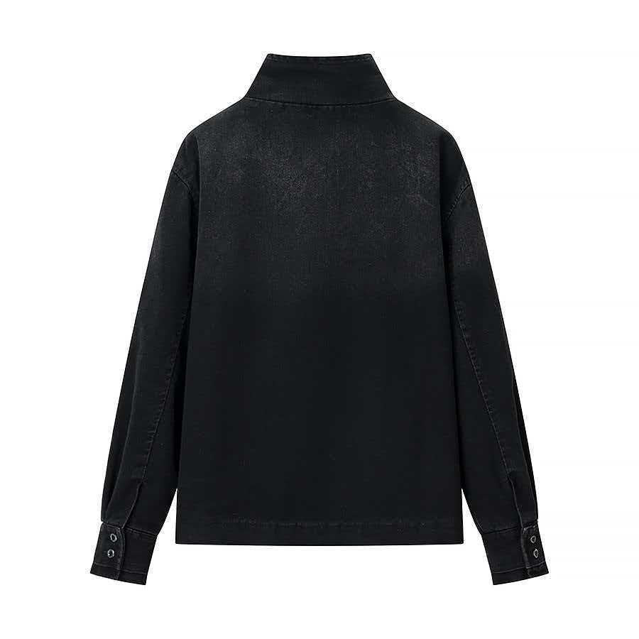 Damen Denimjacke Asymmetrischer Kragen