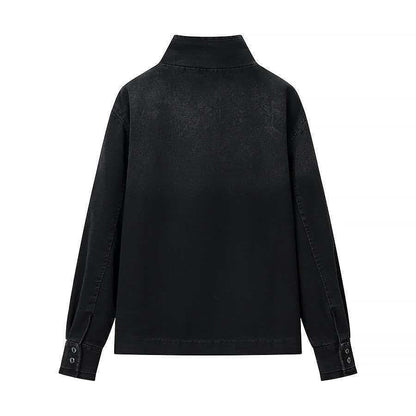 Damen Denimjacke Asymmetrischer Kragen