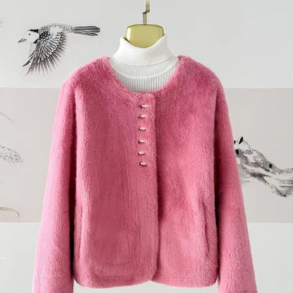 Damen Weiche Jacke Goldene Knöpfe Norvielle