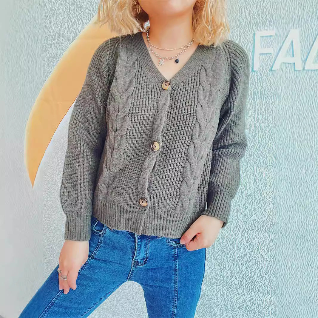 Damen Strickjacke Zopfmuster Knopfverschluss Norvielle - Norvielle