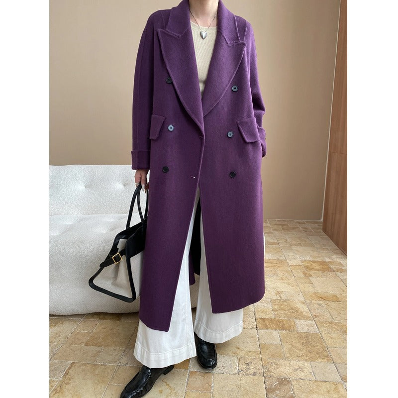 Damen Oversized-Mantel Doppelter Knopfleiste Taschen Norvielle