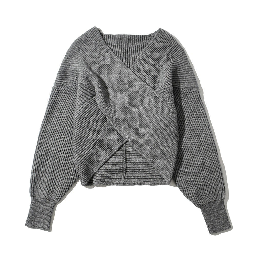 Damen Wickelpullover Modernes Strukturdesign Norvielle