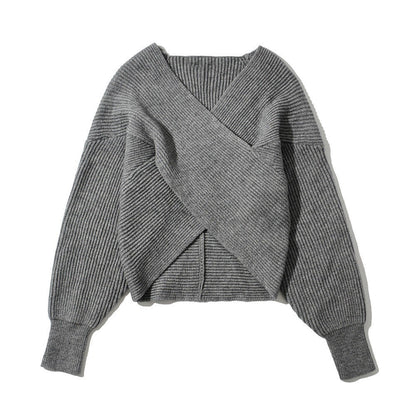 Damen Wickelpullover Modernes Strukturdesign Norvielle