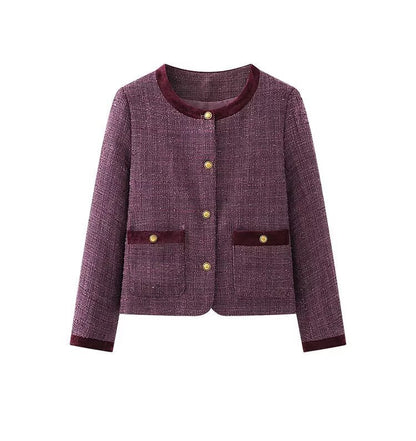 Damen Kurzblazerjacke Elegant Knöpfe