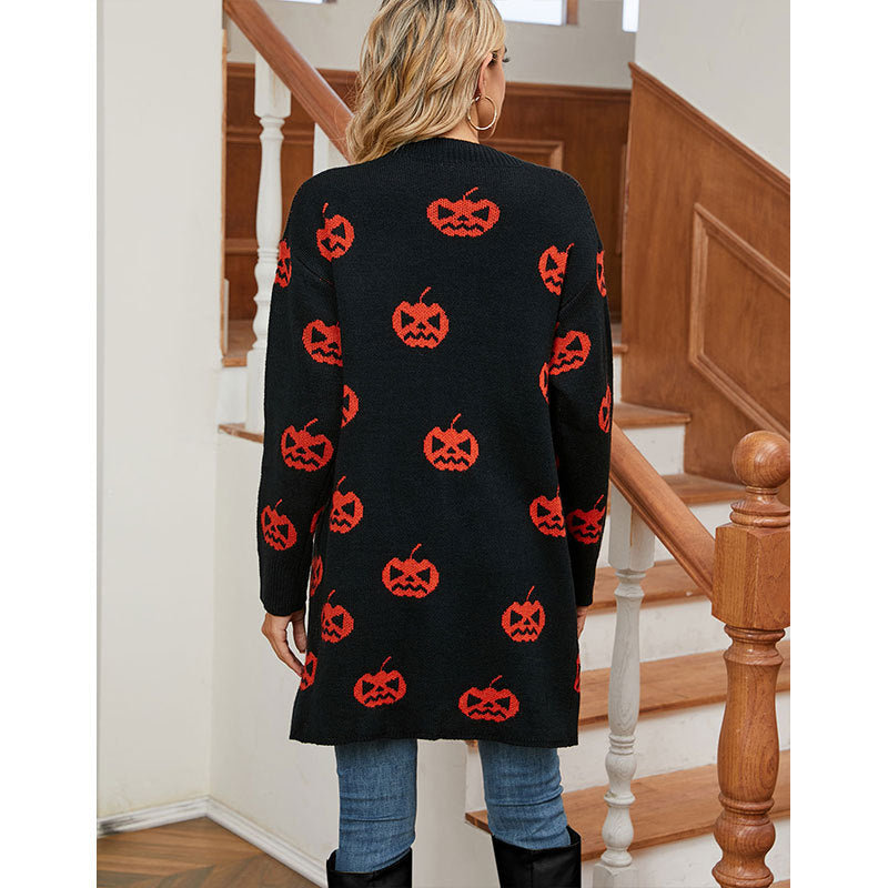 Damen Strickjacke Halloween-Motiv Norvielle