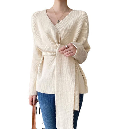 Damen Bluse Wickeldesign Binde-Gürtel Norvielle