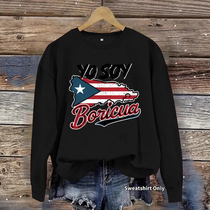Damen Sweatshirt Puerto Rico Design Baumwolle Lässig Grau - Norvielle