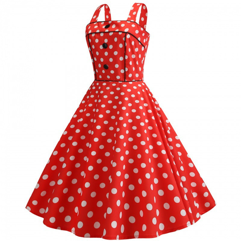 Damen Swingkleid mit Punkten Tailliert