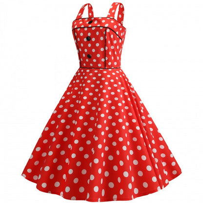 Damen Swingkleid mit Punkten Tailliert