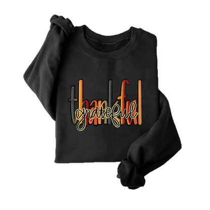Damen Sweatshirt Mit Thankful Schriftzug Bequem Grau