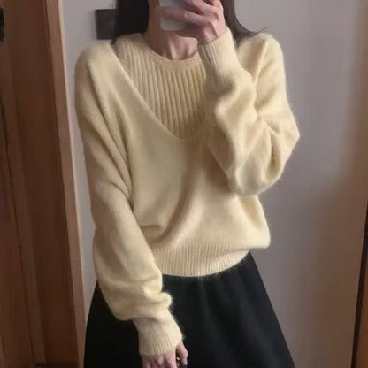 Damen Pullover V-Ausschnitt Strukturiert Norvielle