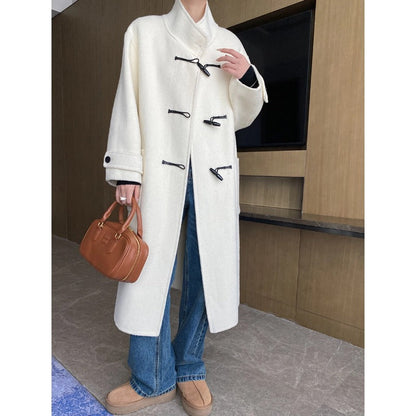 Damen Duffle-Coat Lang Weiches Material Norvielle