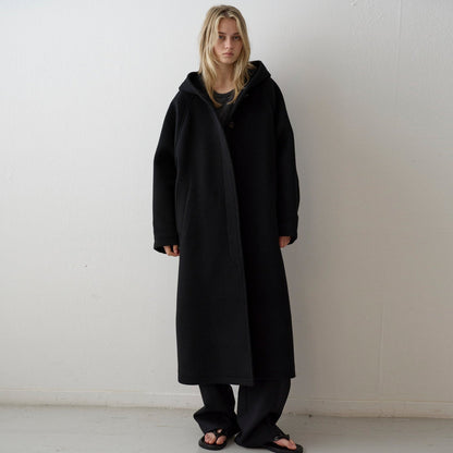 Damen Wollmantel Oversized mit Kapuze und Taschen