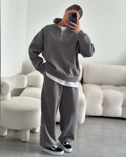 Damen Zip-Sweater Sportlich Hoher Kragen Entspannter Schnitt Norvielle