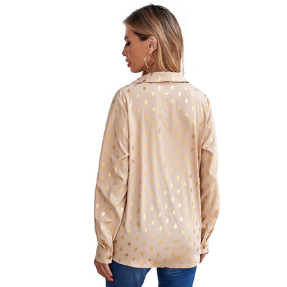 Damen Bluse Metallic-Druck Glanzfinish Norvielle