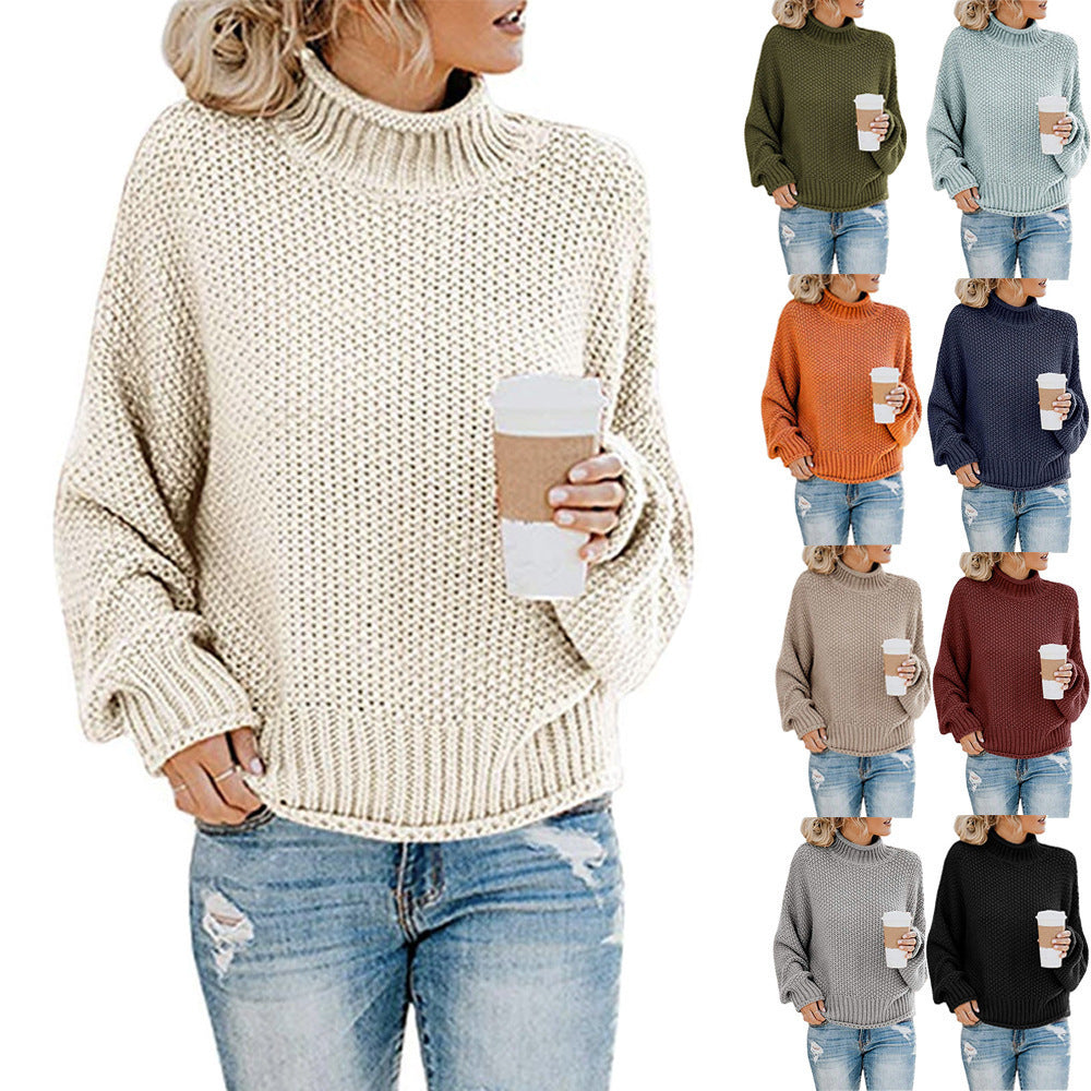 Damen Rollkragenpullover Grobgestrickt Lässiger Schnitt Norvielle - Norvielle