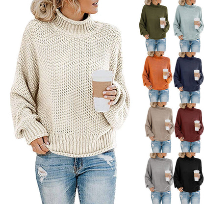 Damen Rollkragenpullover Grobgestrickt Lässiger Schnitt Norvielle - Norvielle