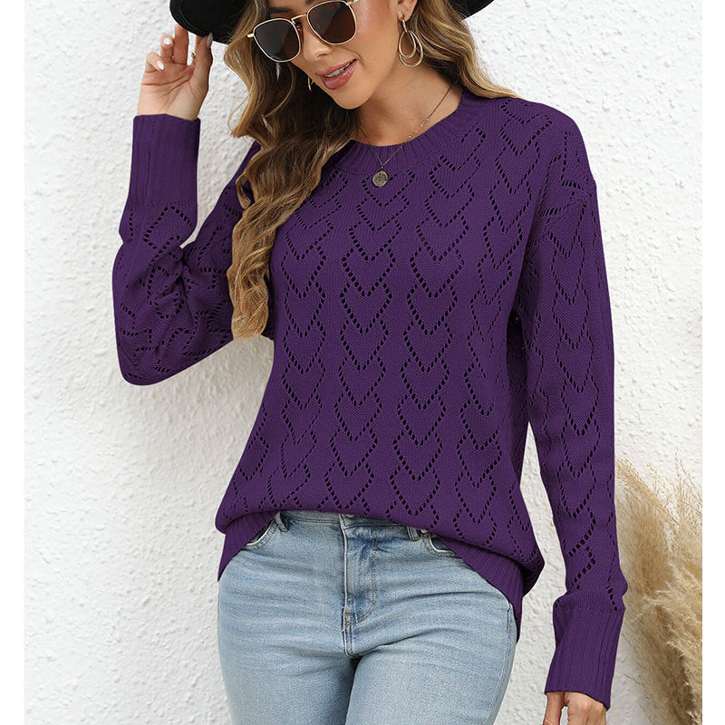 Damen Strickpullover Herzmuster