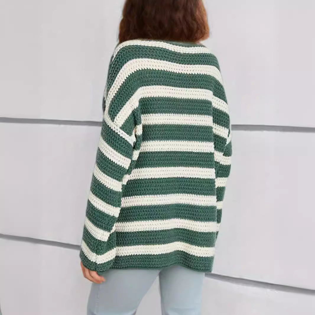 Damen Grobstrickpullover Streifenmuster Norvielle