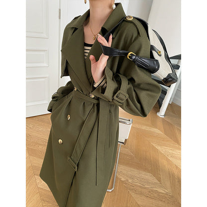 Damen Trenchcoat Doppelknopf Taillengürtel Norvielle