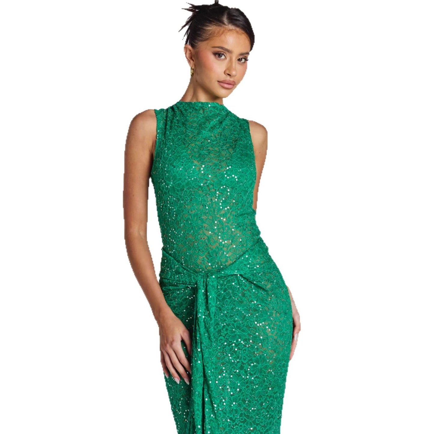 Damen Abendkleid Paillettenbesatz Figurbetont