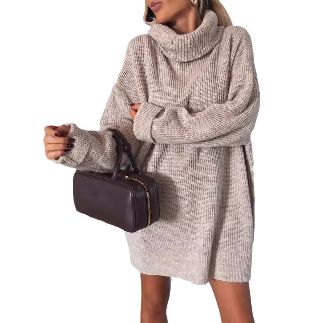 Damen Strickpullover Kuschelig Hochkragen Beige Norvielle