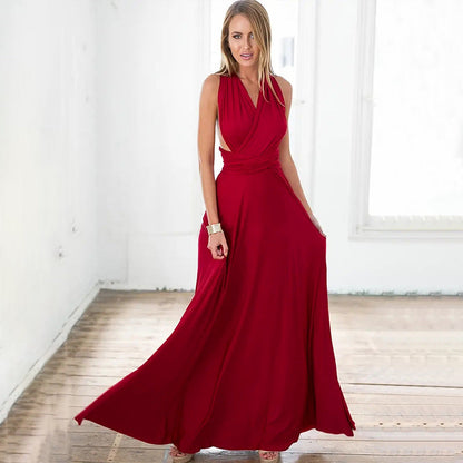 Damen Maxikleid Wickel-Design Figurbetonend Norvielle