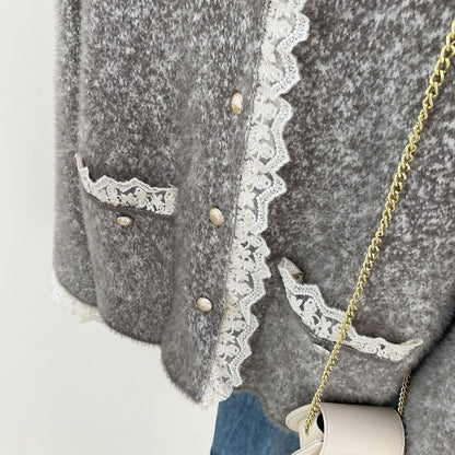 Damen Strickjacke mit Perlen und Spitzen Norvielle