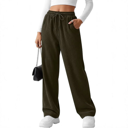 Damen Rippstrick-Hose Breit Kordelzug Norvielle