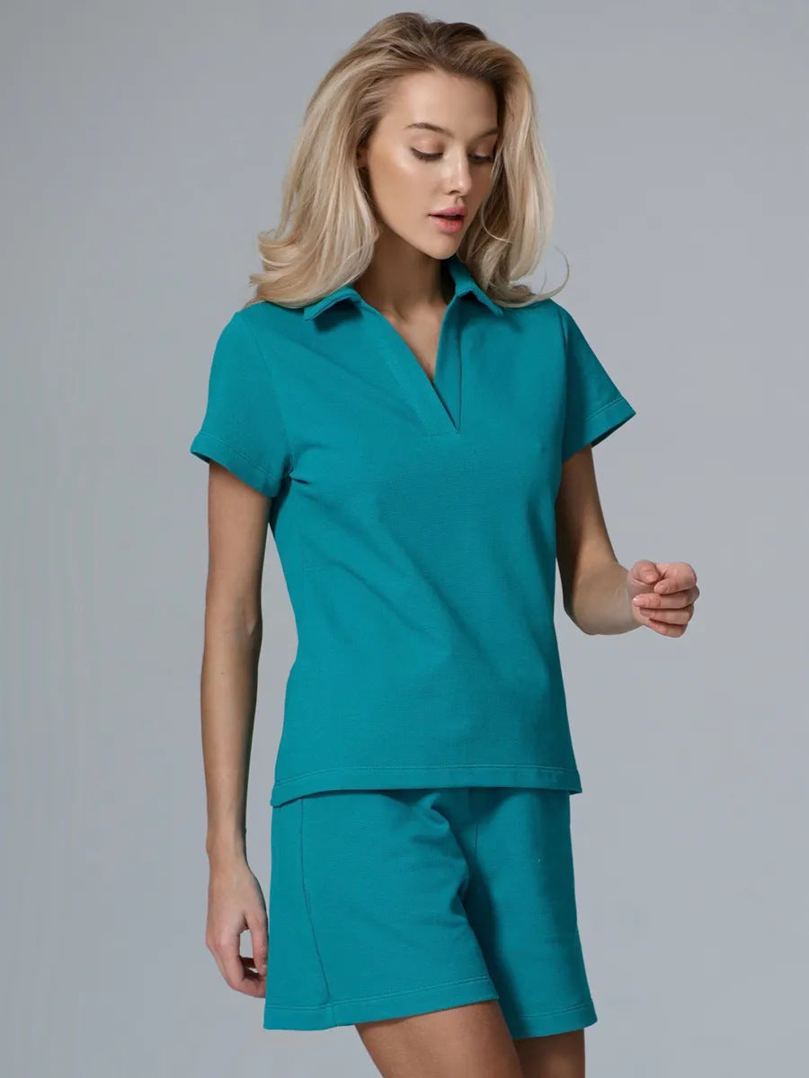 Damen Sport-Set Kurzarm Stehkragen Elastisch