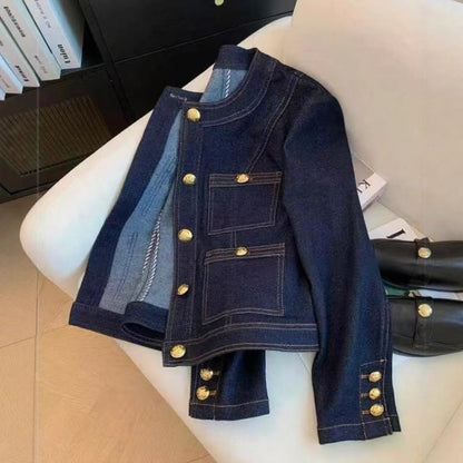 Damen Jeansjacke mit goldenen Knöpfen Norvielle