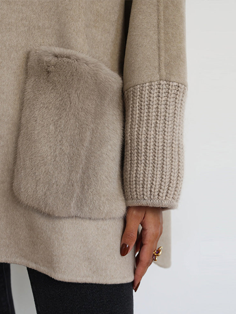 Damen Wolljacke Übergröße mit Einzigartigen Details Norvielle