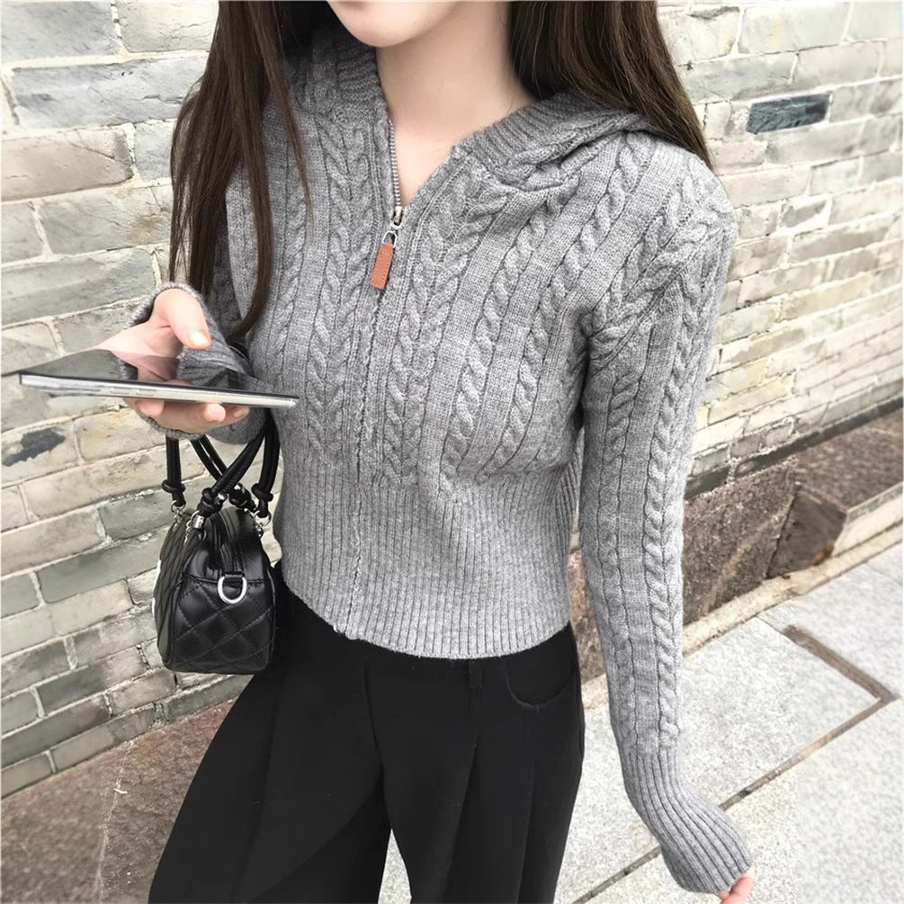 Damen Strickjacke Kapuze Zopfmuster Norvielle - Norvielle