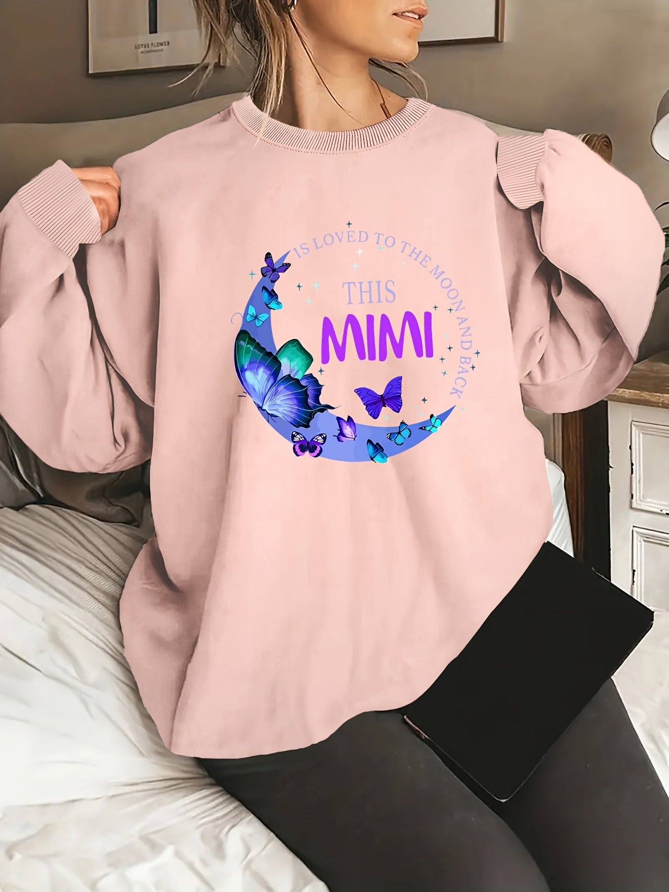 Damen Sweatshirt Grafikdesign Baumwolle