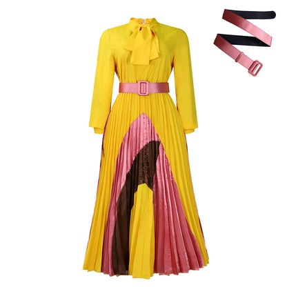 Damen Maxikleid Eleganter Schlitz Krawattenkragen Norvielle