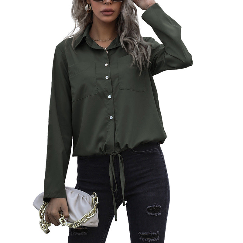 Damen Bluse Verkürzte Vorderseite Knopfdesign Weiß