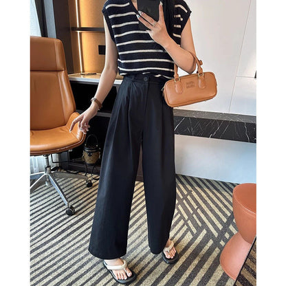 Damen Weite Hose Hochbund Mit Taschen Norvielle