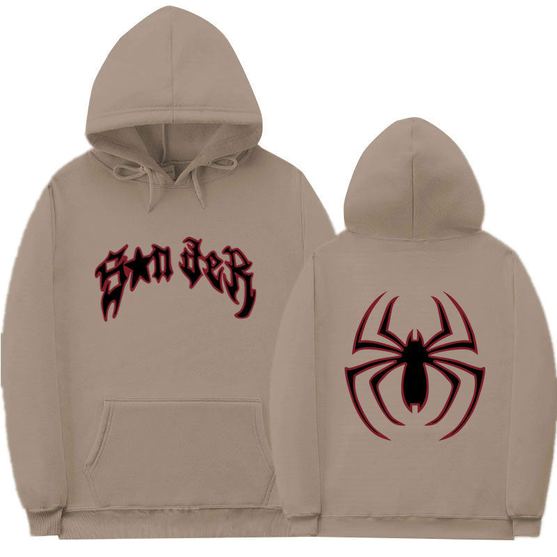 Damen Kapuzenpullover Spinnenmotiv Grobdruck Norvielle