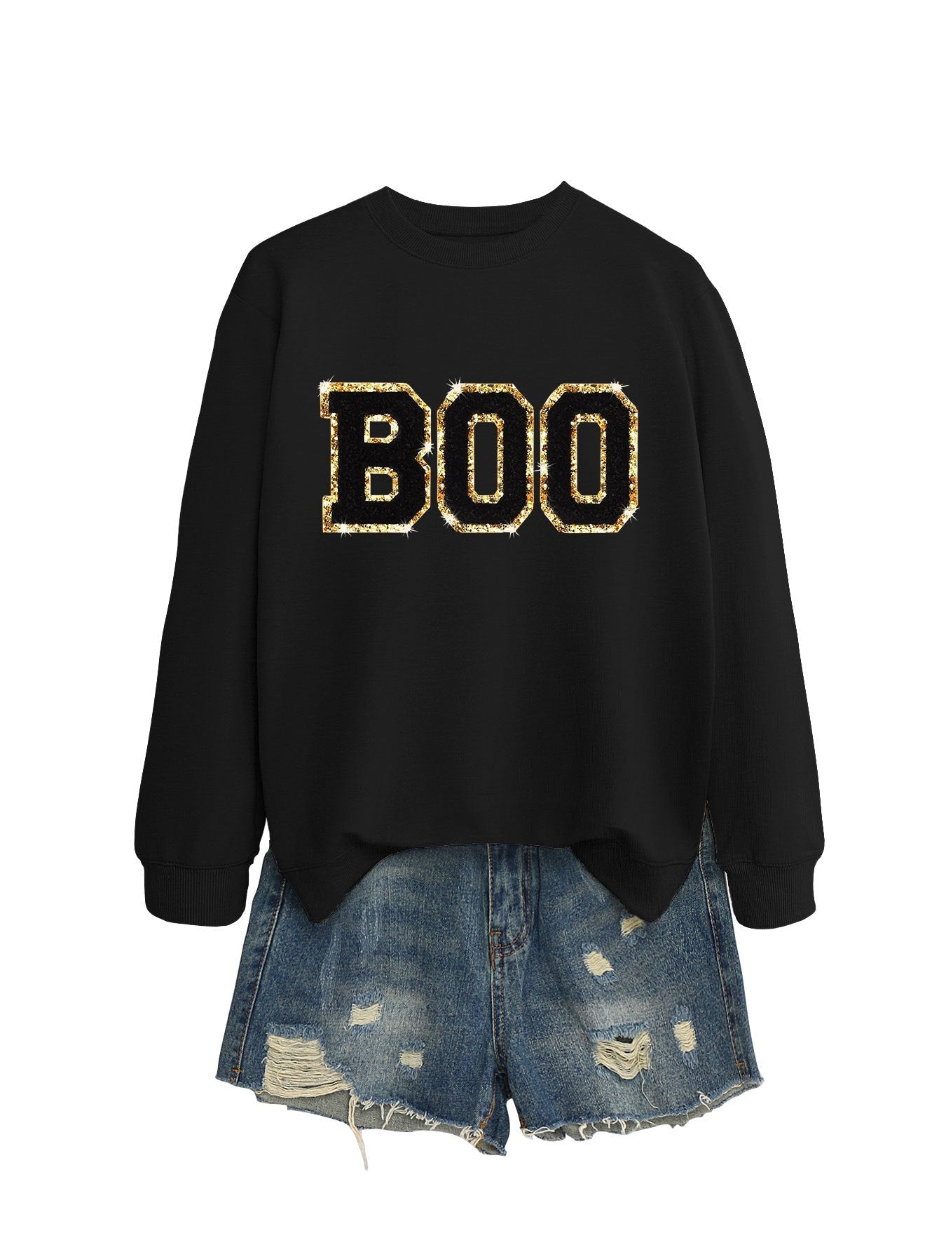 Damen Sweatshirt Glitzer Aufdruck Norvielle