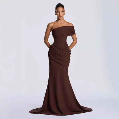 Damen Abendkleid Schulterfrei Fließender Schnitt Norvielle