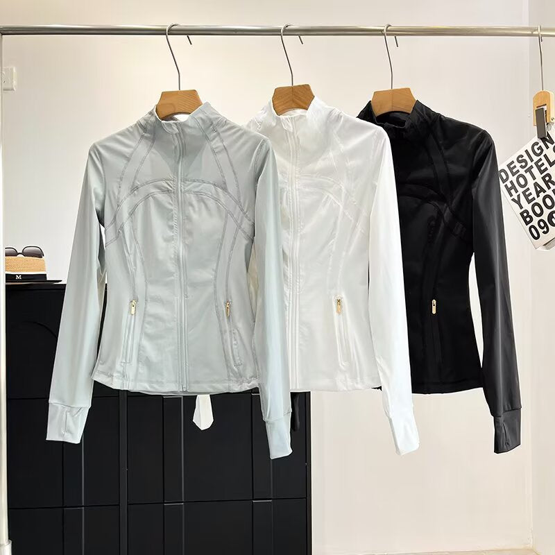 Damen Laufjacke Atmungsaktives Material Hochkragen Schwarz - Norvielle
