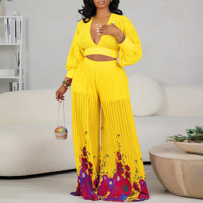 Damen Jumpsuit Voluminöse Ärmel Florales Muster Norvielle