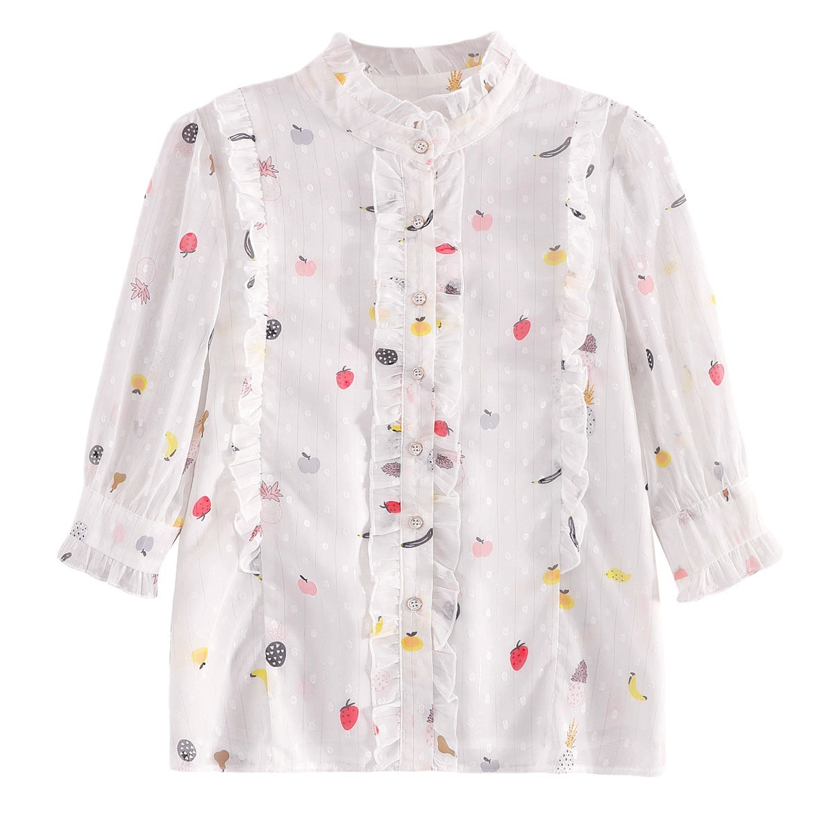 Damen Bluse Floralmuster Geraffte Ärmel Norvielle