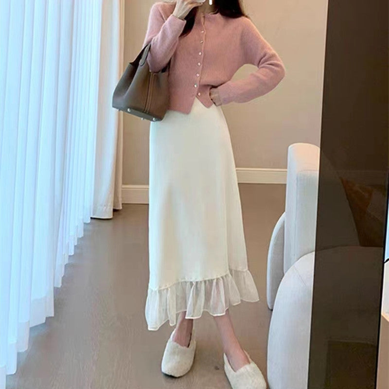 Damen Cardigan mit Knöpfen Rüschensaum Norvielle - Norvielle