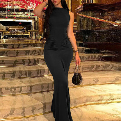 Damen Maxikleid Körperbetonter Schnitt Elegante Drapierung Norvielle - Norvielle