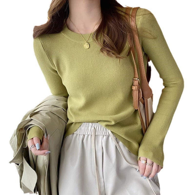 Damen Rippstrickpullover Enganliegend Rundhalsausschnitt Norvielle