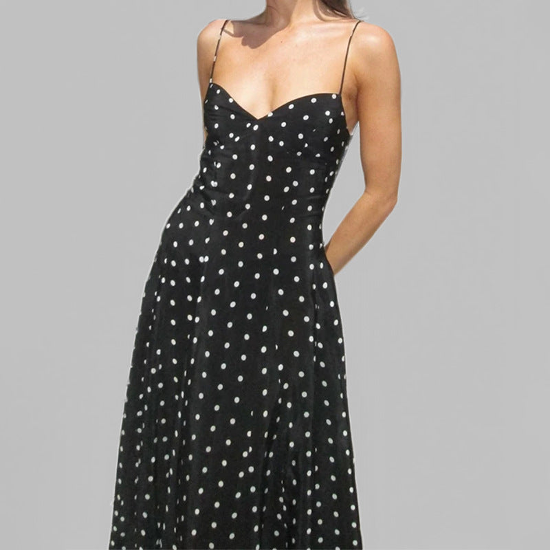 Damen Maxikleid Gepunktet Spaghettiträger Norvielle