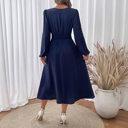 Damen Midikleid Florale Stickereien Elastischer Taillengürtel